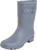 Women's Mid-Calf Matte PVC Rain Boots - Comfortable Waterproof Garden