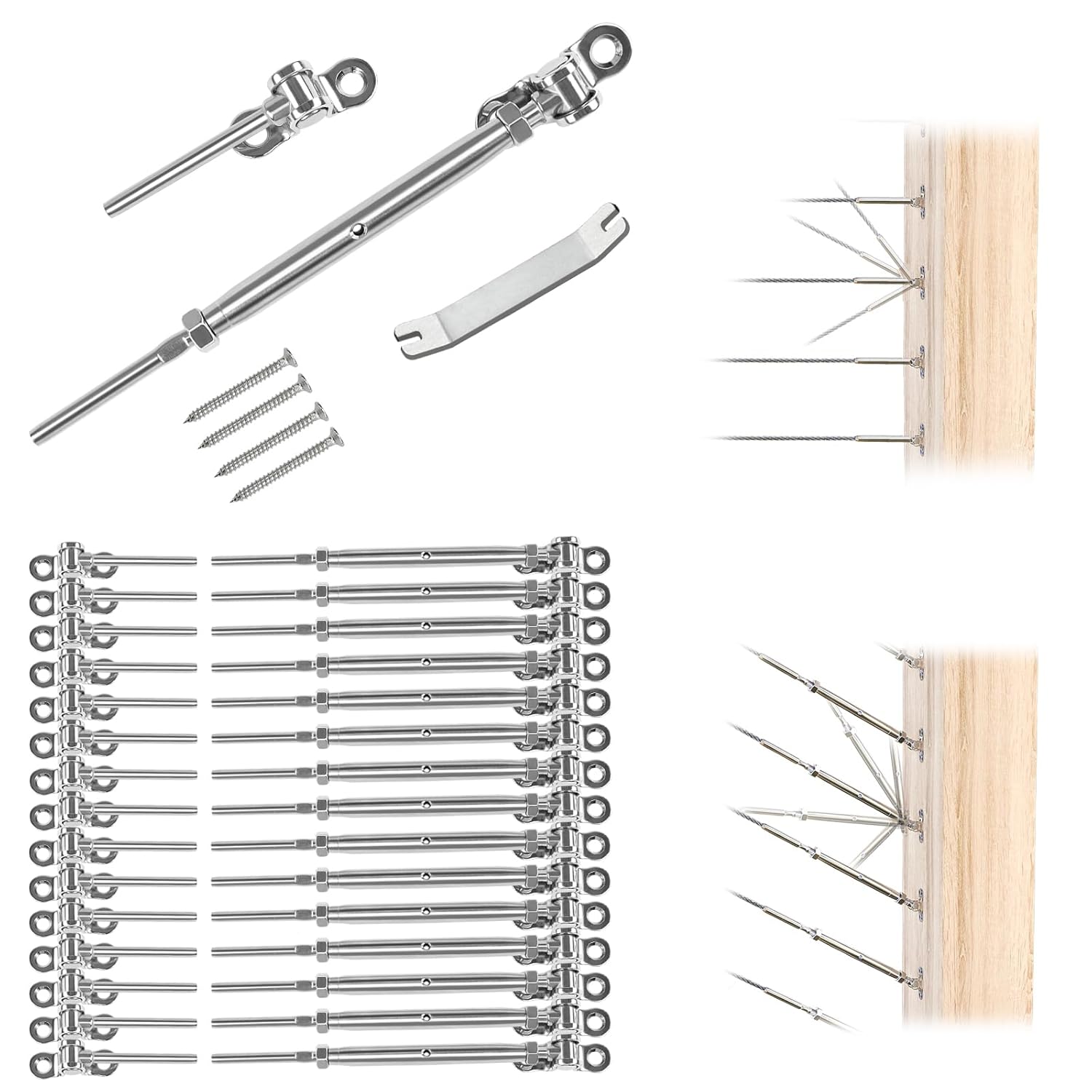 Muzata 16 Pairs 1/8in Cable Railing Hardware Kit for Decks