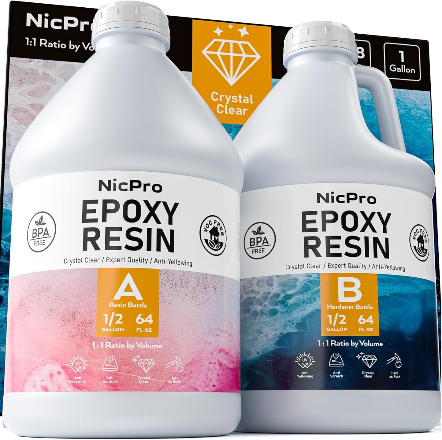 Nicpro Crystal Clear Epoxy Resin Kit for Crafting and Coating