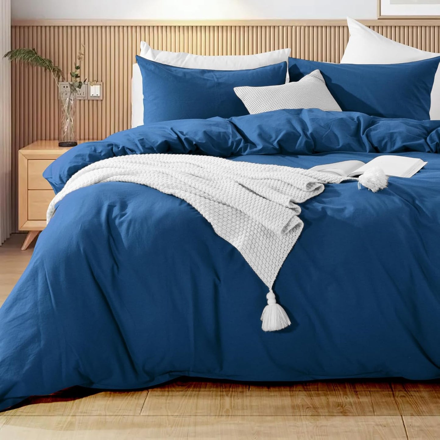 NEXHOME PRO Duvet Cover Set 100% Washed Cotton Oversized King