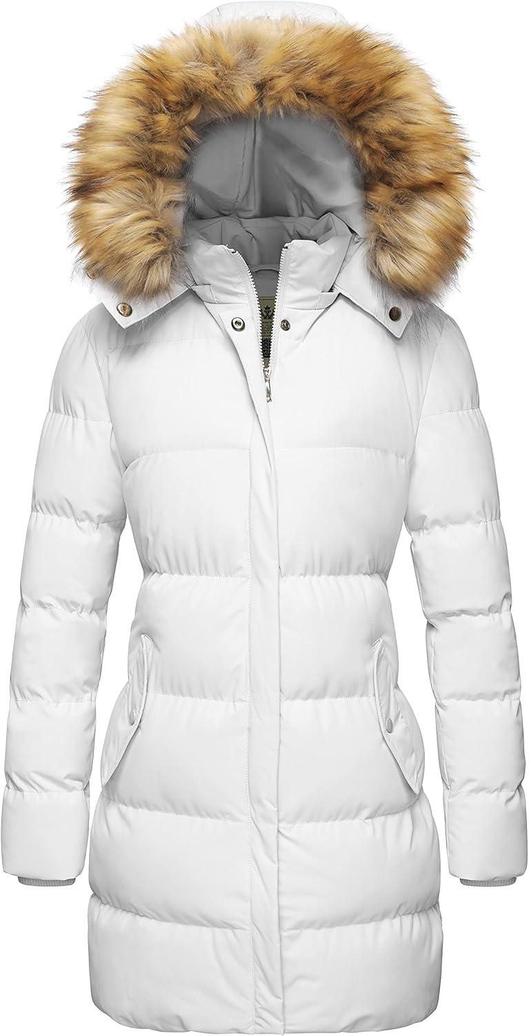 WenVen Women's Winter Thicken Puffer Coat with Faux Fur Hood