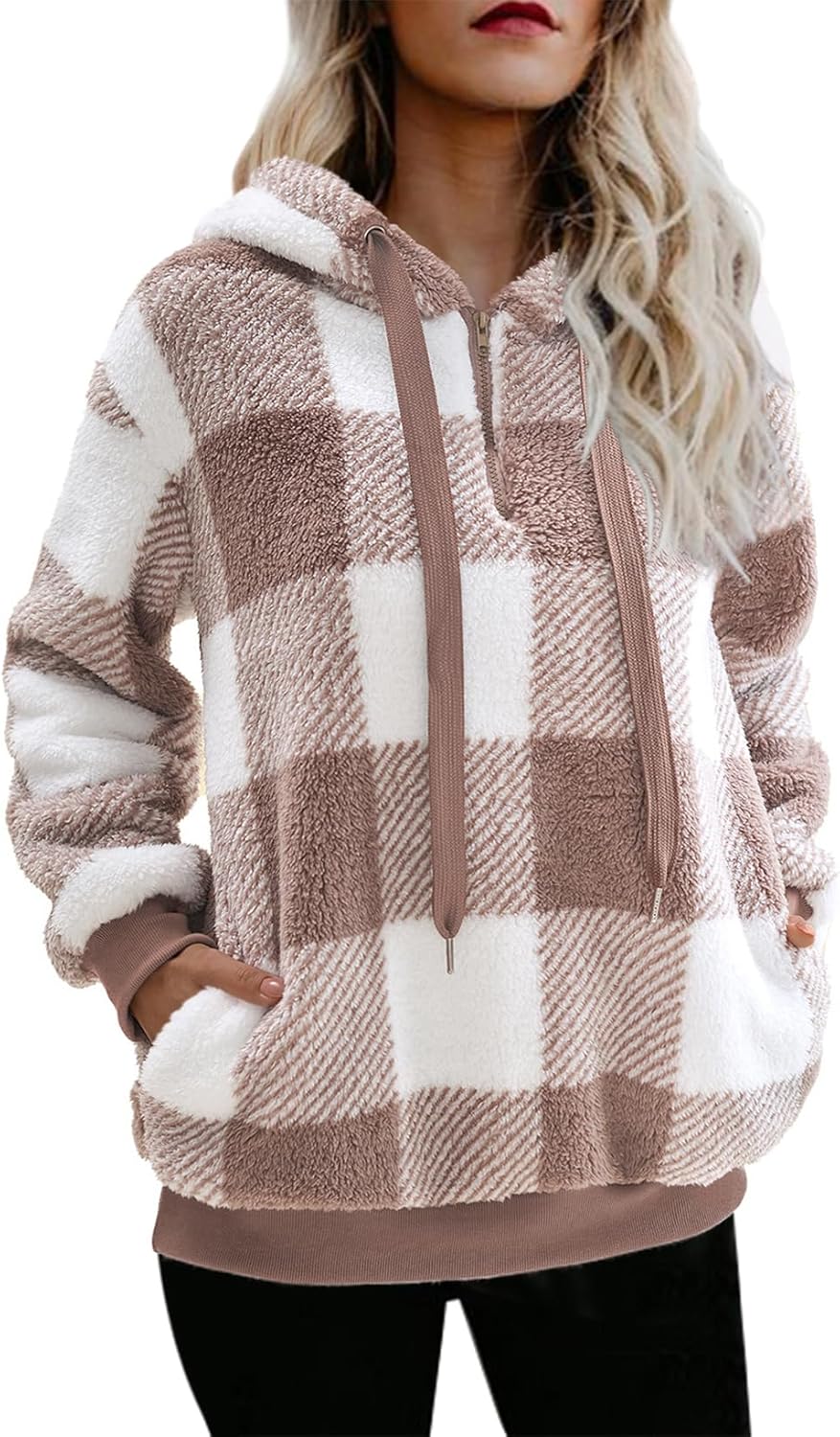 Nirovien Womens Sherpa Pullover Oversized Fuzzy Hoodie Coats