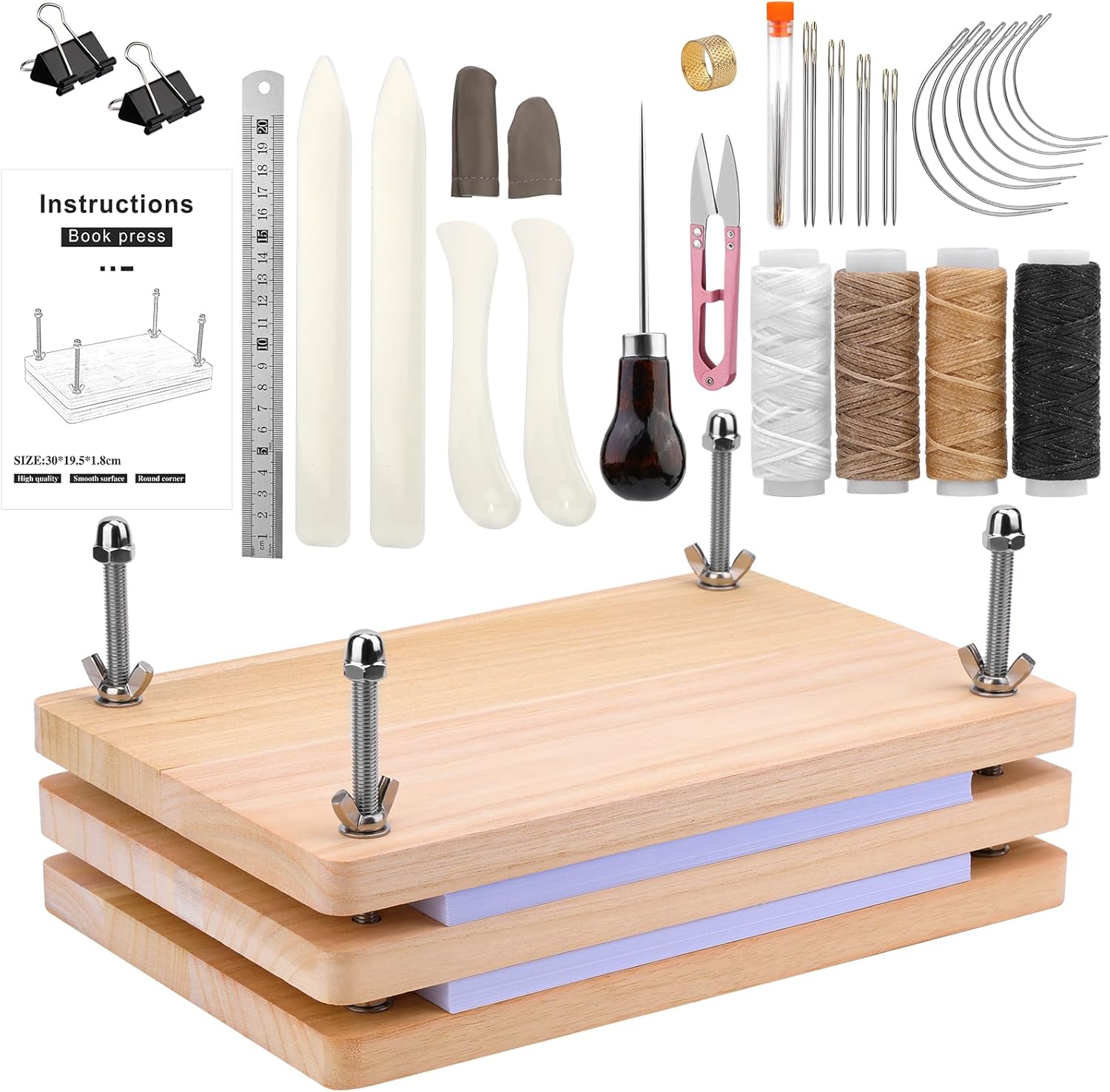 JUPEAN Book Binding Kit with Press and Essential Tools for Beginners