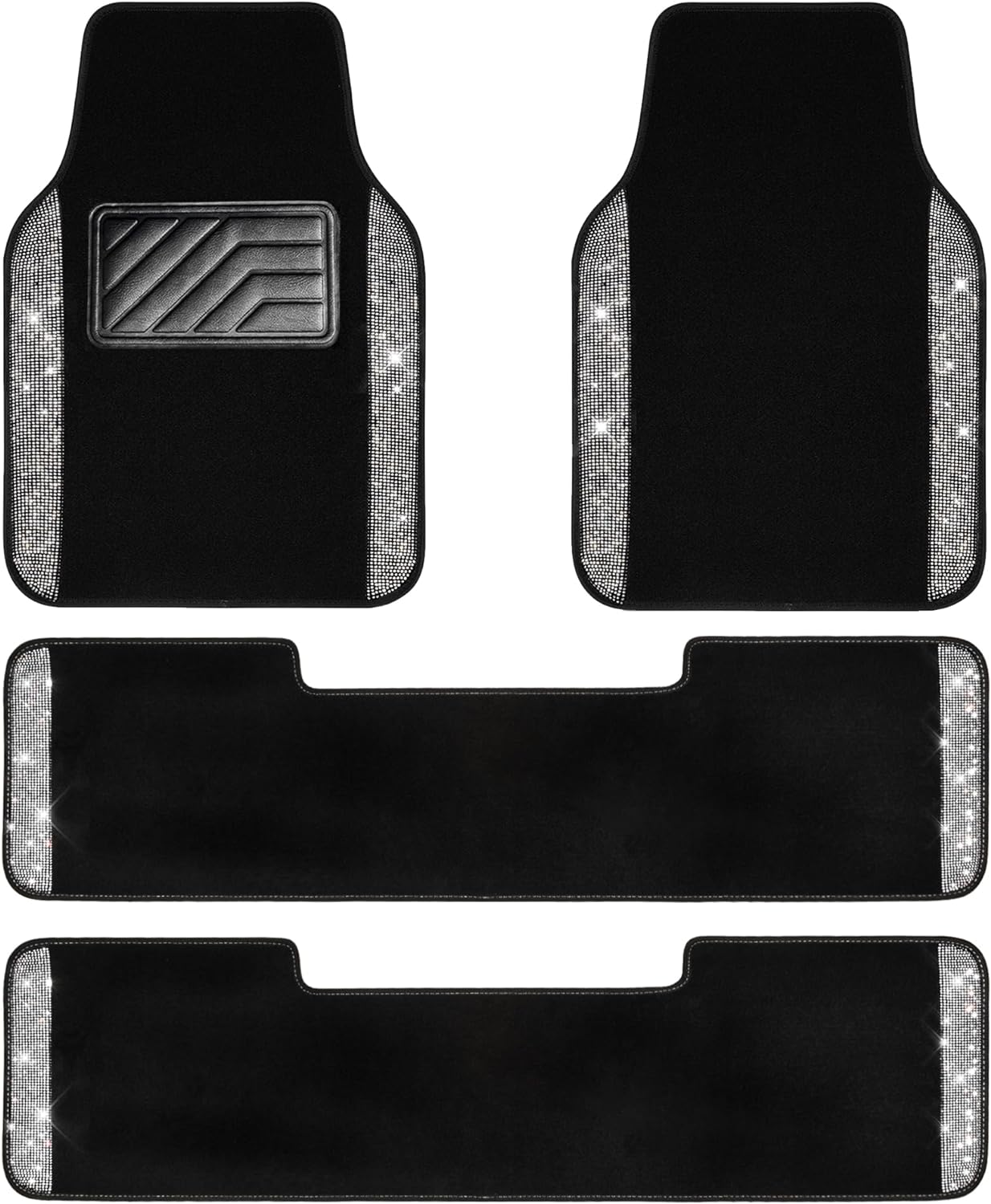 Bling Diamond Car Mats by CAR PASS - Sparkly Glitter Floor Mats