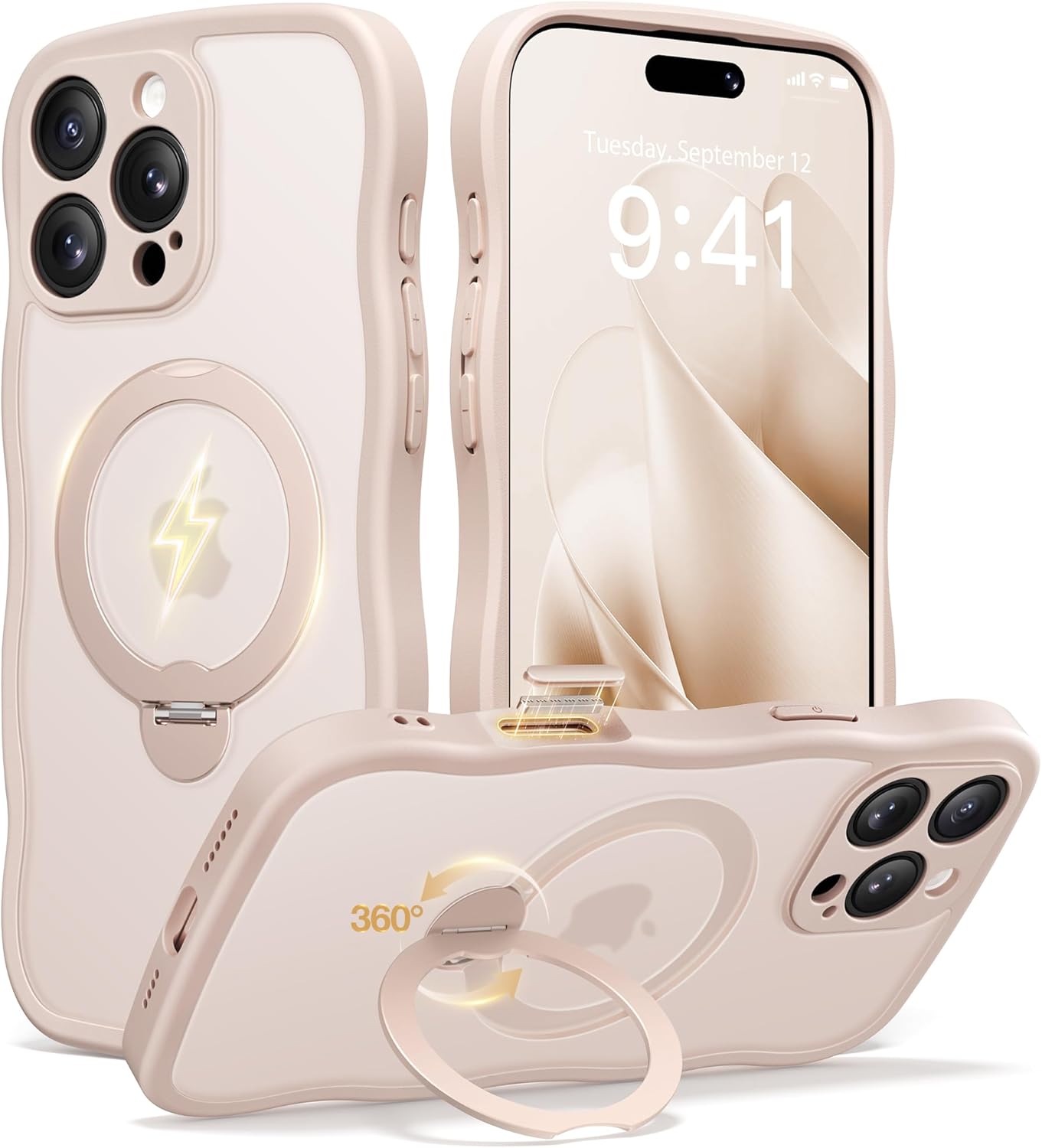 CAPRARO iPhone 16 Pro Max Case with 360 Spin Magnetic Stand