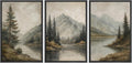 Framed Mountain Landscape Wall Art Print Set - Vibrant Rustic Decor