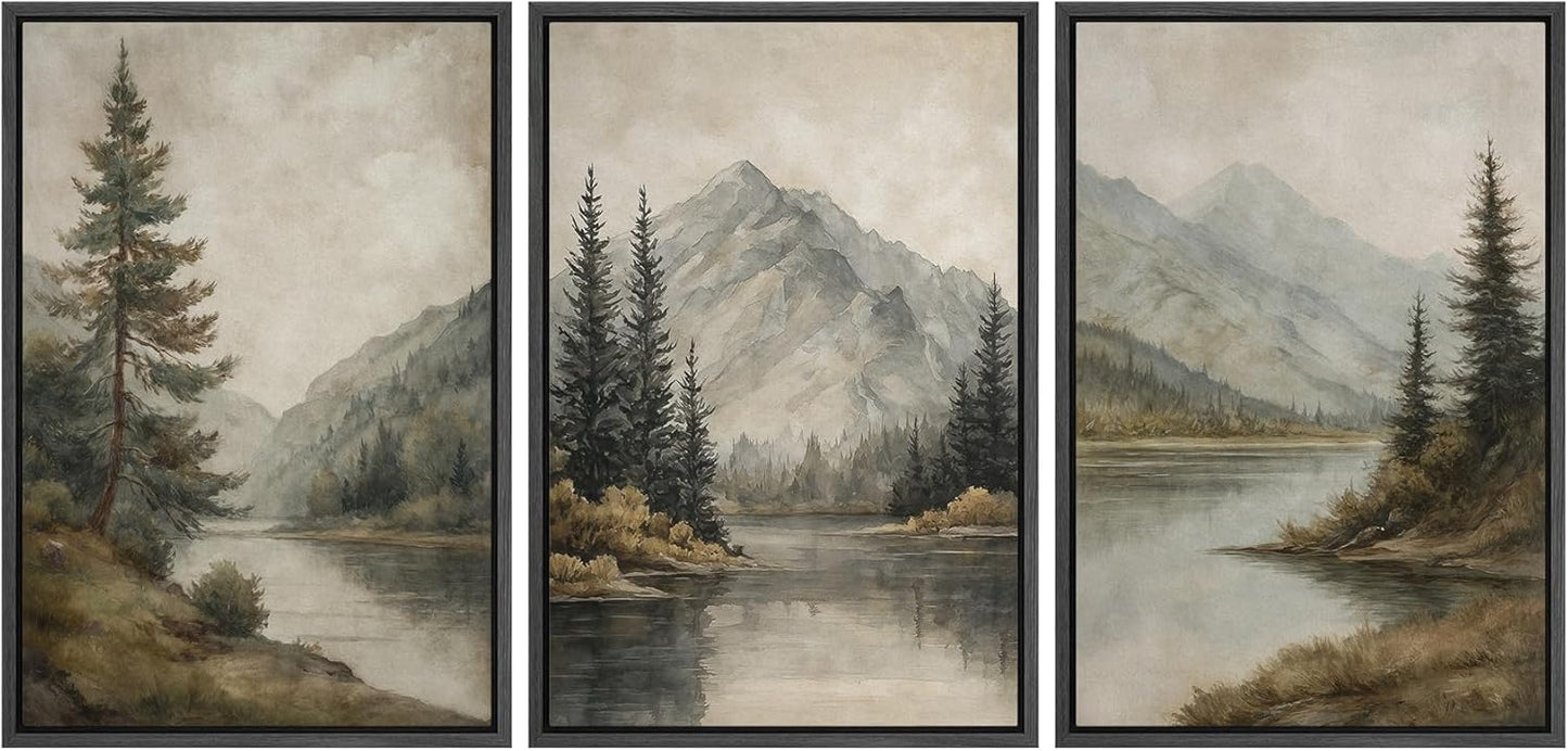 MUDECOR Framed Wall Art Print Set for Mountain Landscape Decor