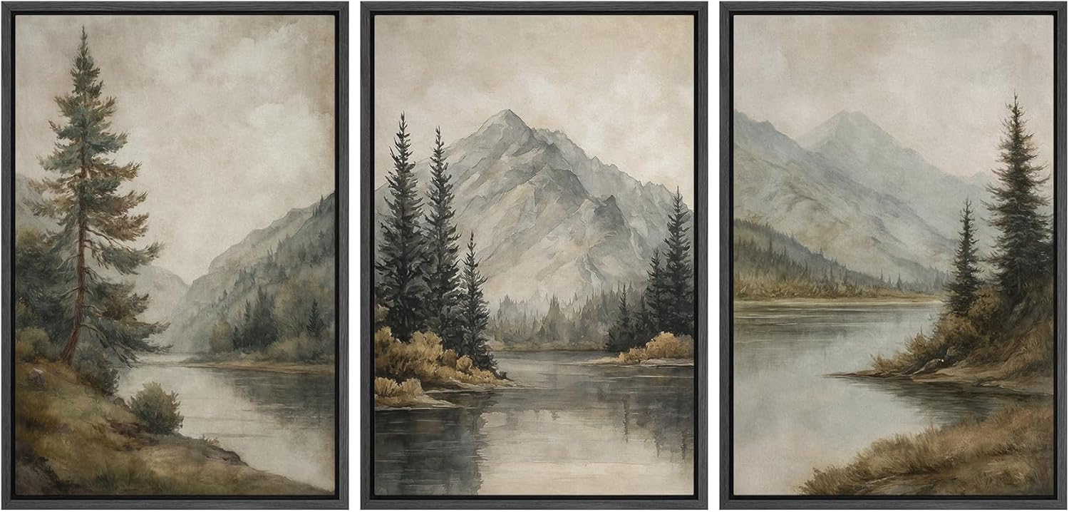 MUDECOR Framed Wall Art Print Set for Mountain Landscape Decor