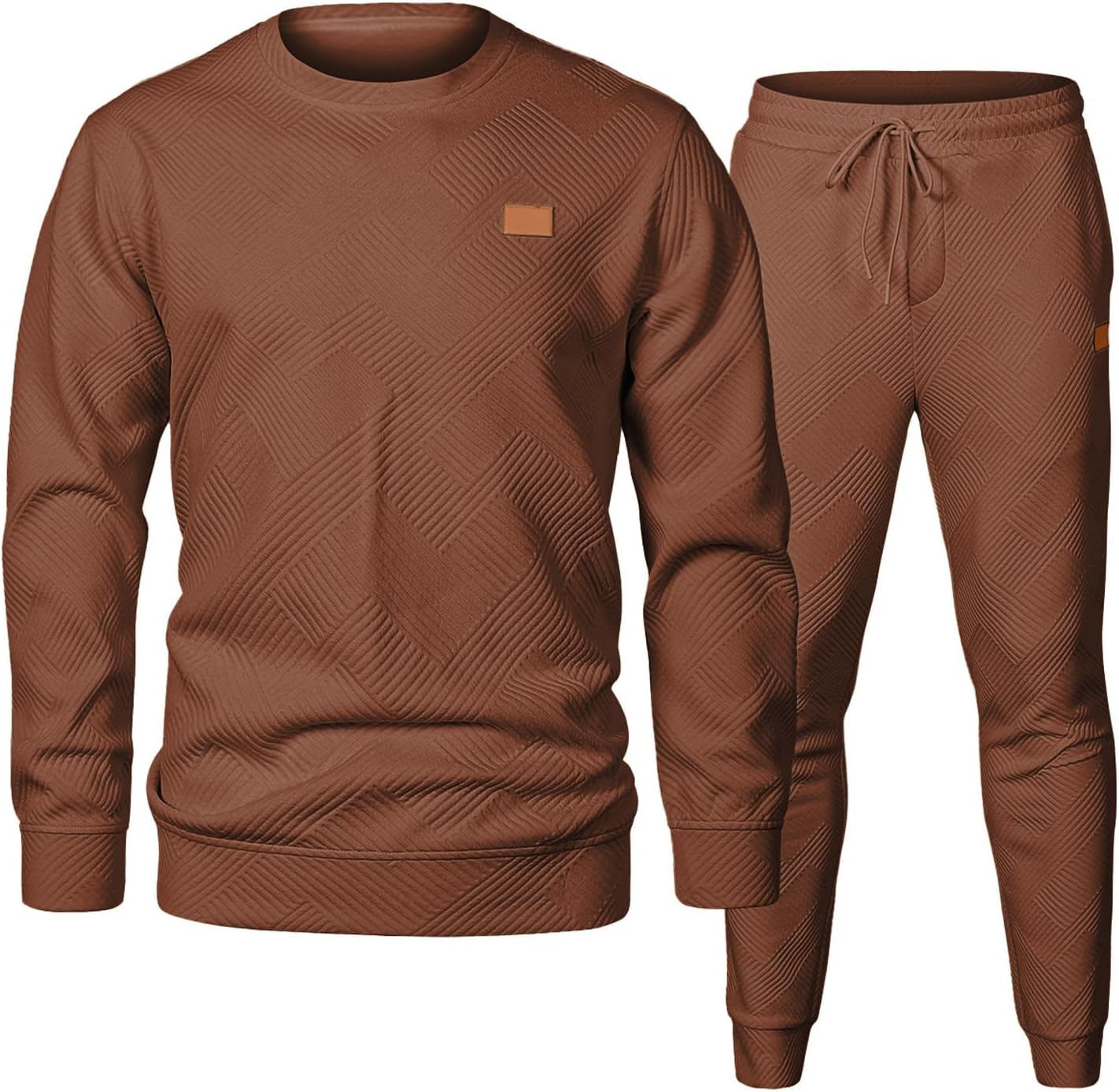 JMIERR Mens 2 Piece Outfits Knit Jacquard Pullover Tracksuit