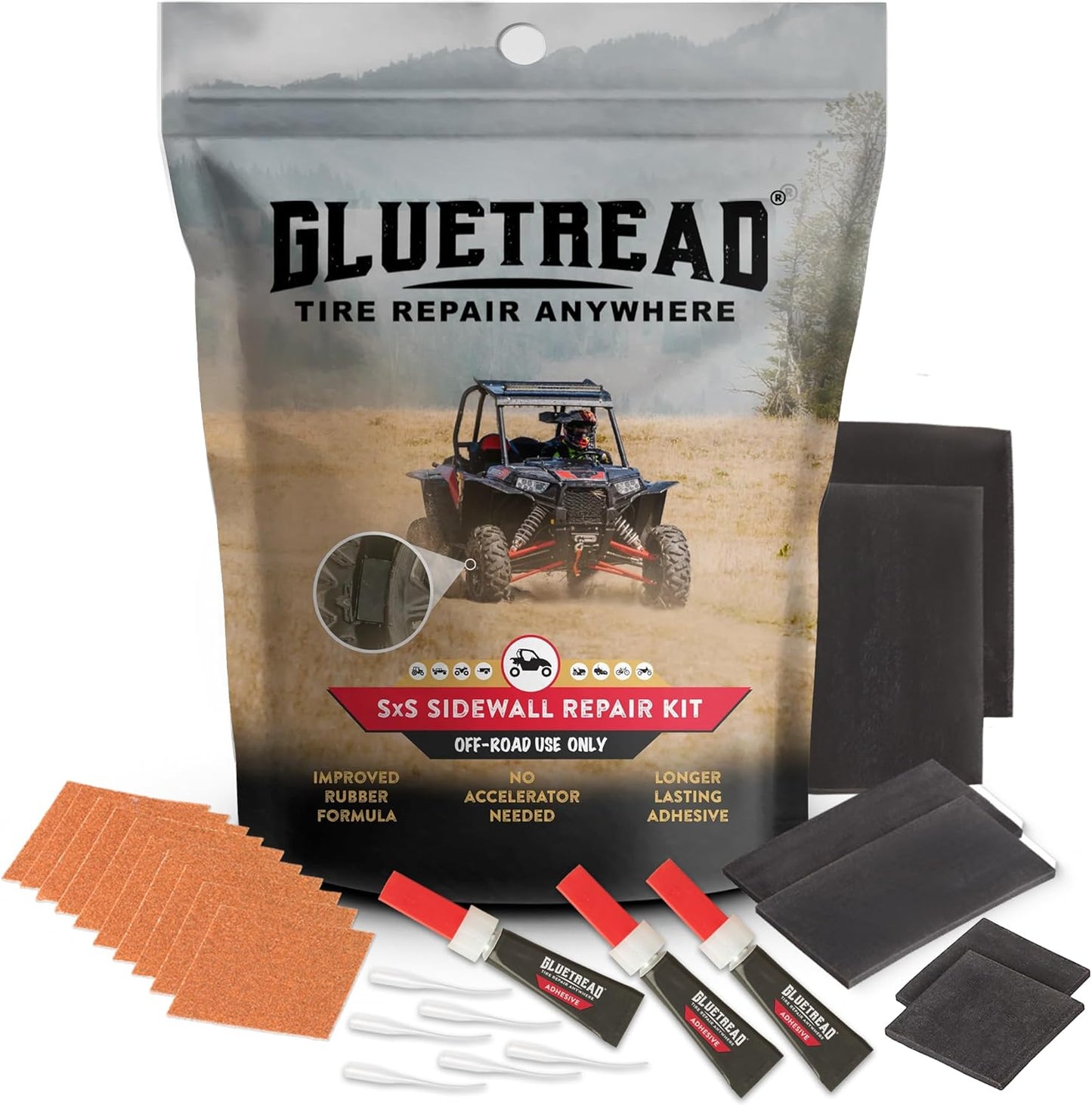 GlueTread SXS Tire Patch Kit - Quick Sidewall Repair Solution