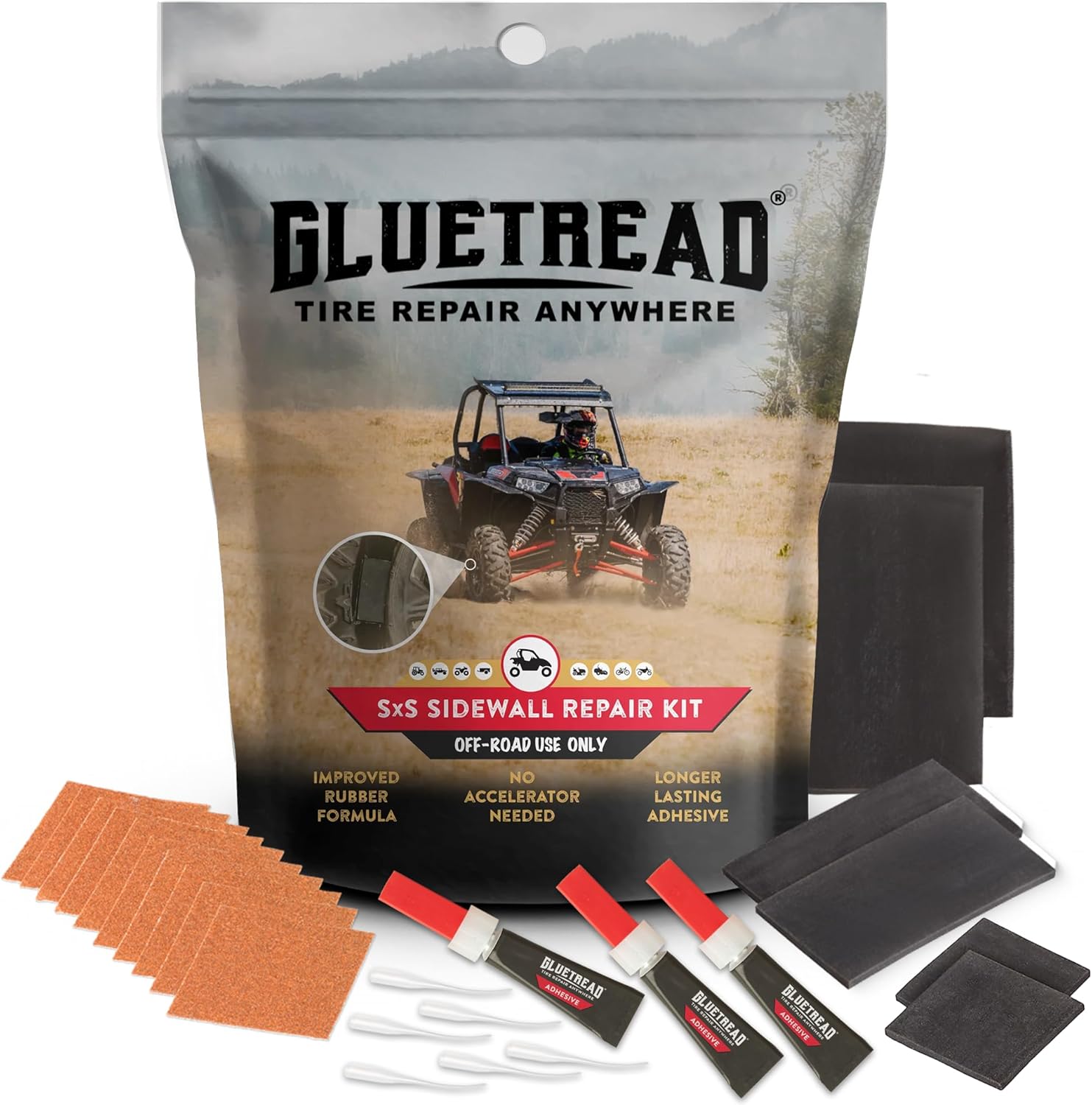 GlueTread SXS Tire Patch Kit - Quick Sidewall Repair Solution