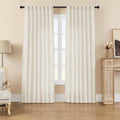 Joydeco Linen Curtains 2 Panel Set 84 in - Light Filtering Ivory