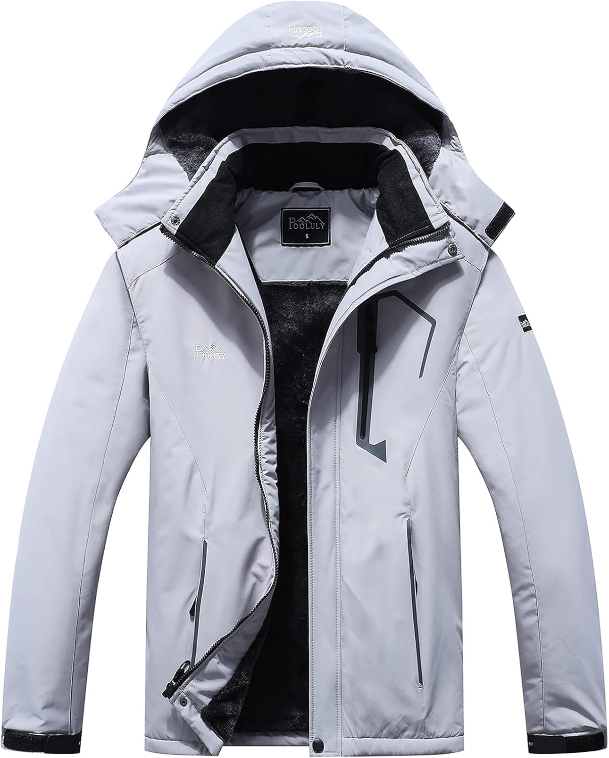 Pooluly Men's Warm Waterproof Ski Jacket