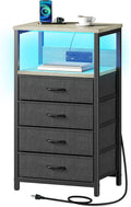 Seventable Night Stand with Charging Station - Tall 4-Drawer