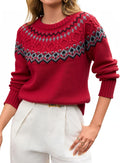 Womens Cropped Sweater Trendy 2025 Fair Isle Chunky Knit Pullover
