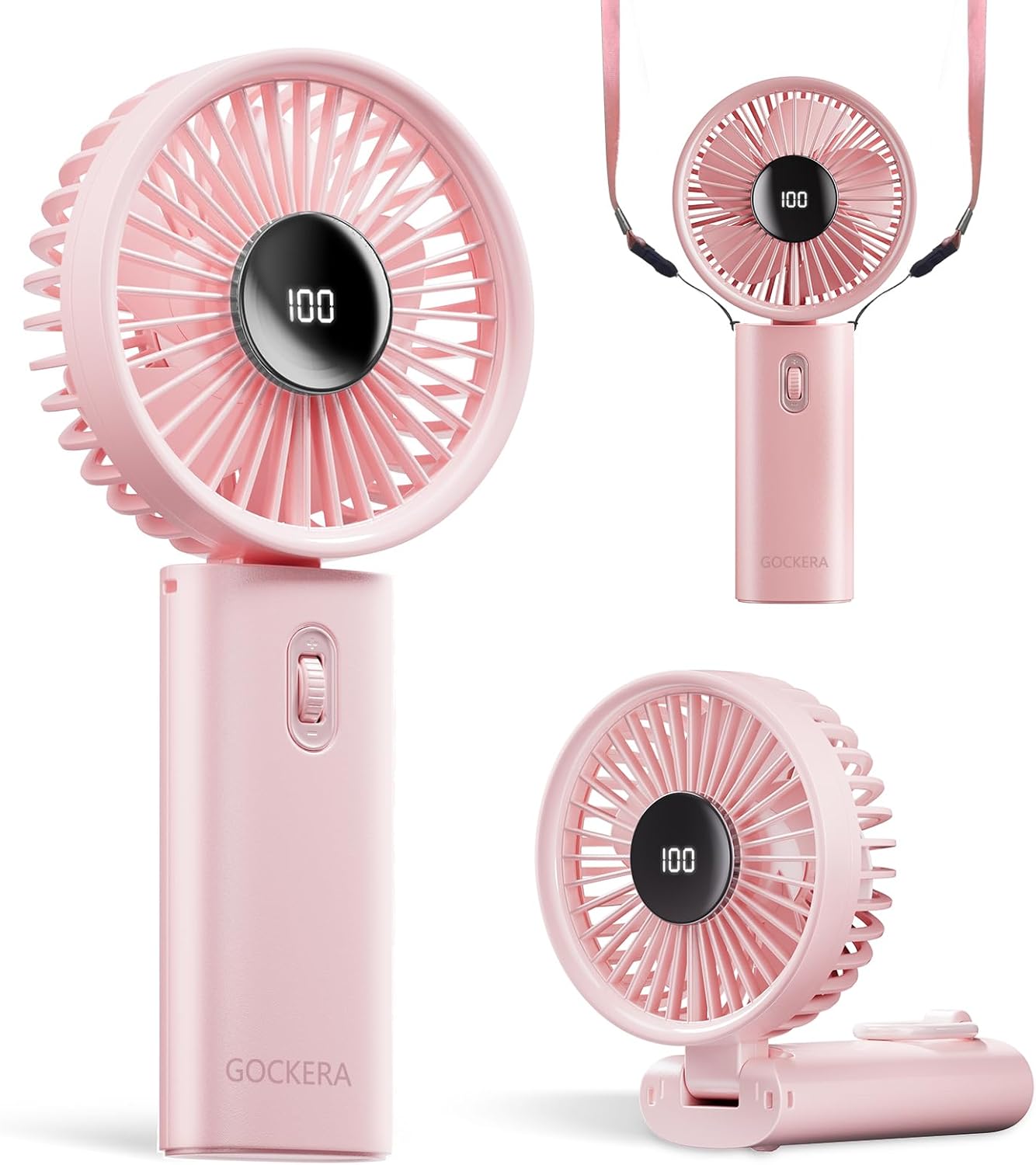 GOCKERA Portable 100-Speed Handheld Fan - Ultra Quiet & Rechargeable