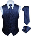 Mens Vest Tie Set Paisley Floral Jacquard 3PC Waistcoat Set - Formal