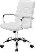 Office Desk Chair Mid-Back Leather Ergonomic Chair - Comfortable