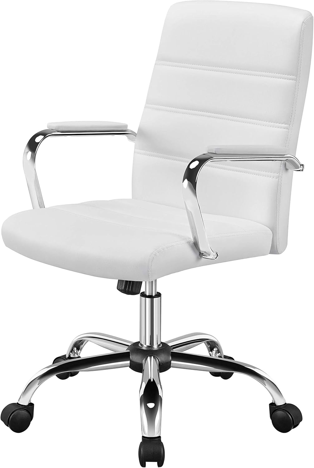 Yaheetech White Leather Office Chair w/ Lumbar Support