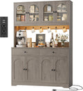 71 in LED Kitchen Pantry Cabinet with Charging Station - Farmhouse