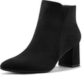 mysoft Women's Ankle Boots Chunky Block Low Heel - Comfortable Pointed