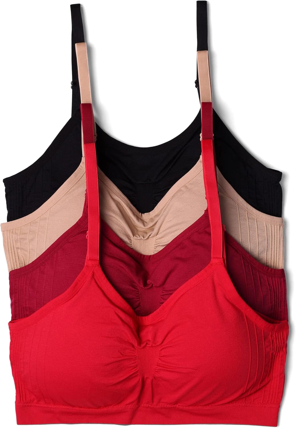 Kalon 4 Pack Womens Cami Bras with Removable Pads for Comfort