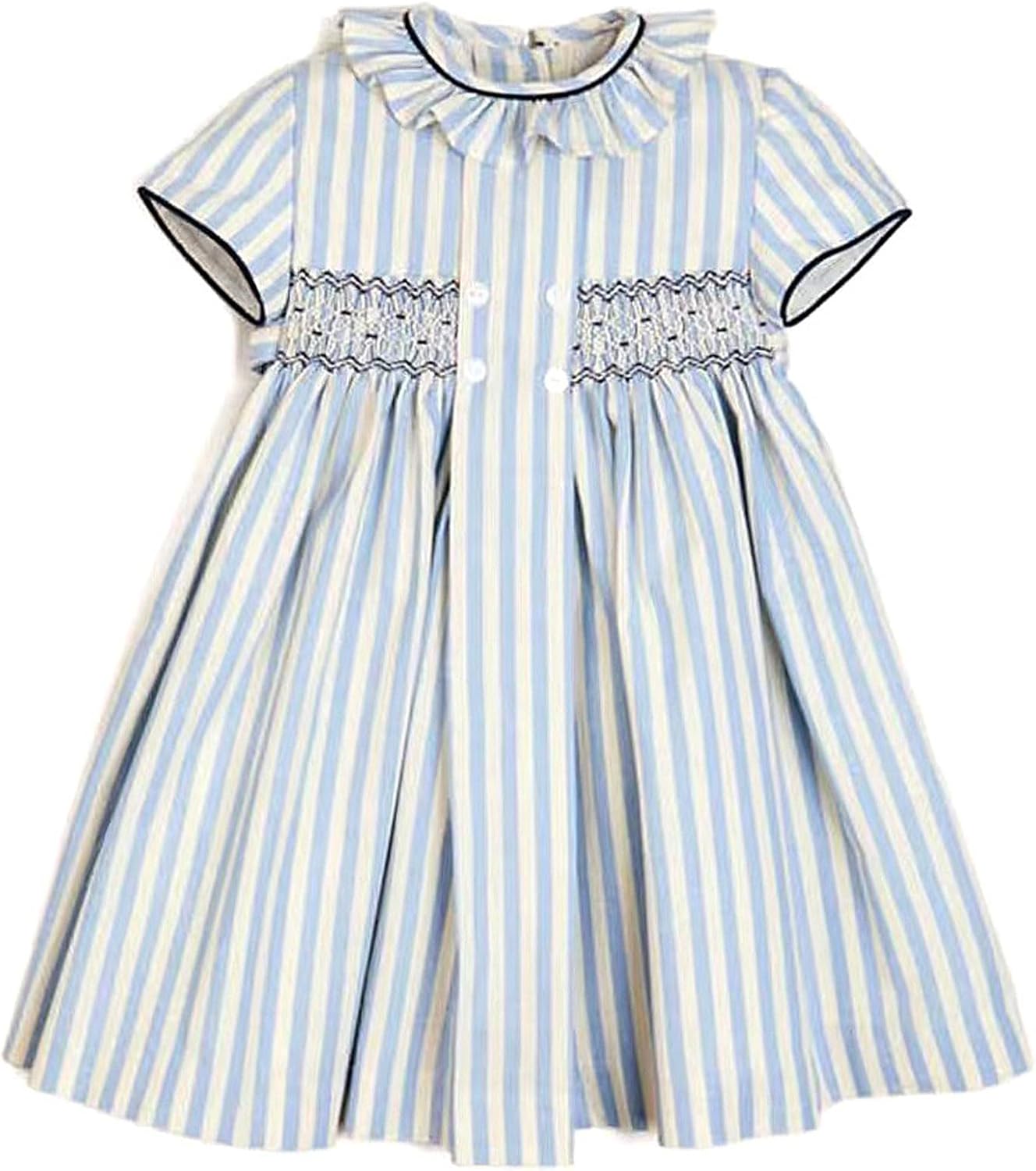 Twoflower Baby Girls Long Sleeve Smocking Dress for Fall Events