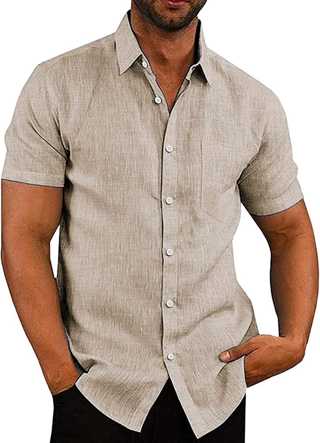 COOFANDY Men's Casual Button Down Linen Shirts for Summer