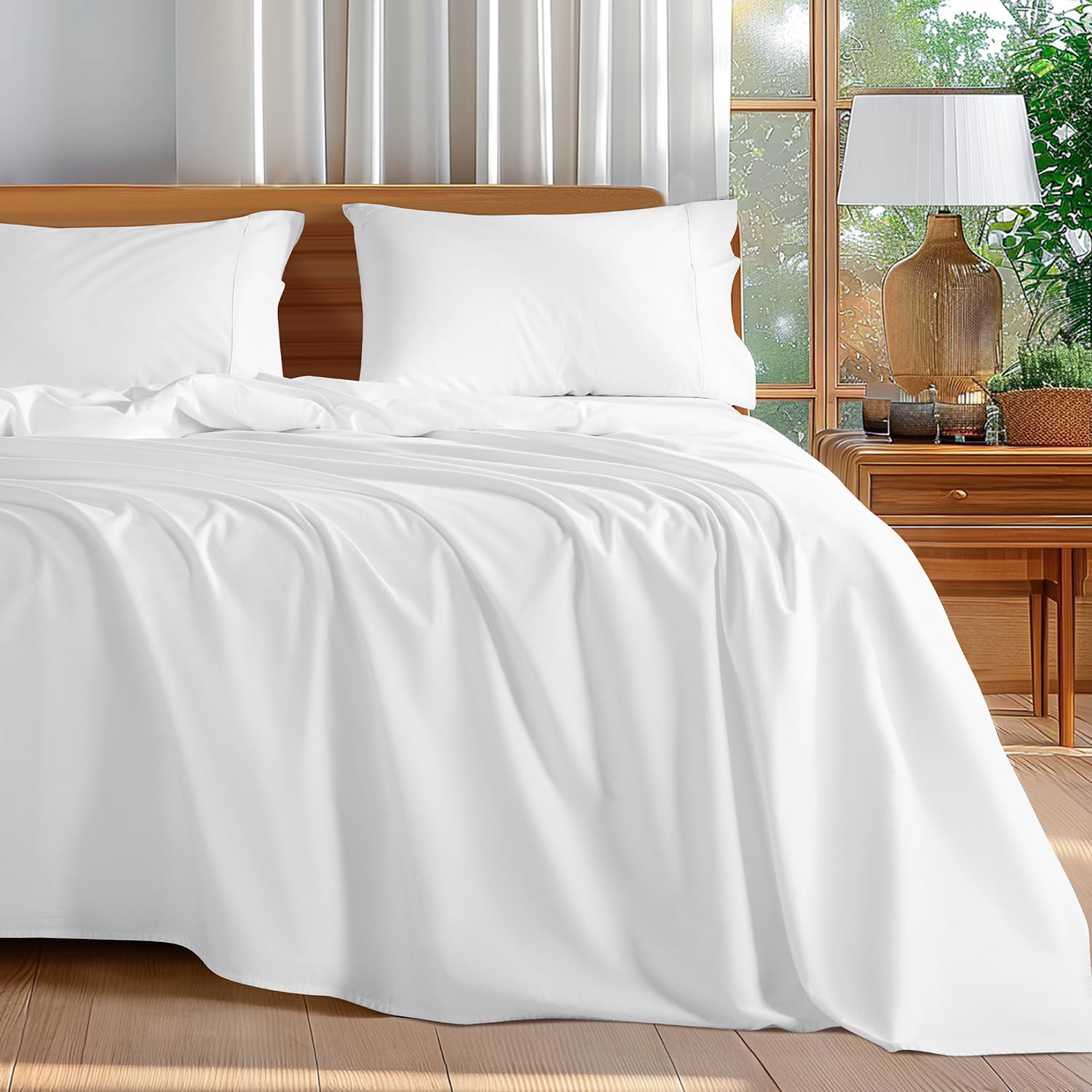 100% Cotton King Size Sheets Set - Luxury Egyptian Cotton