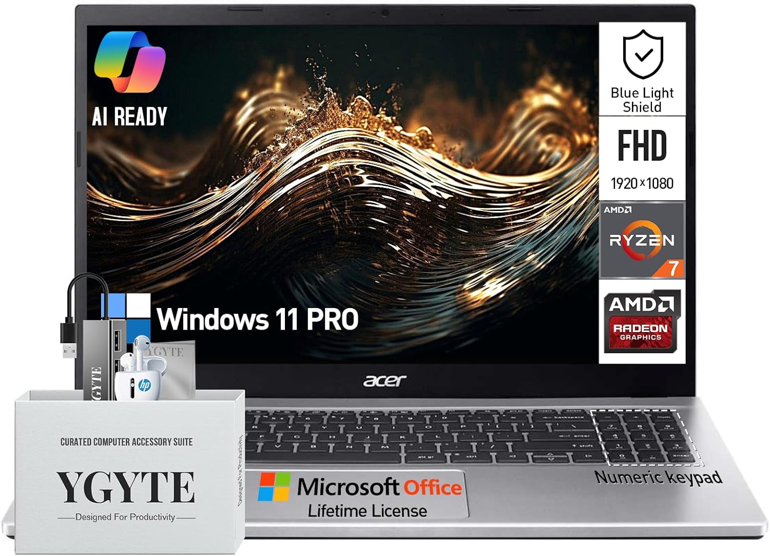 Acer Aspire 3 15.6 Laptop: Fast AMD Ryzen 7, 32GB RAM, 2TB SSD