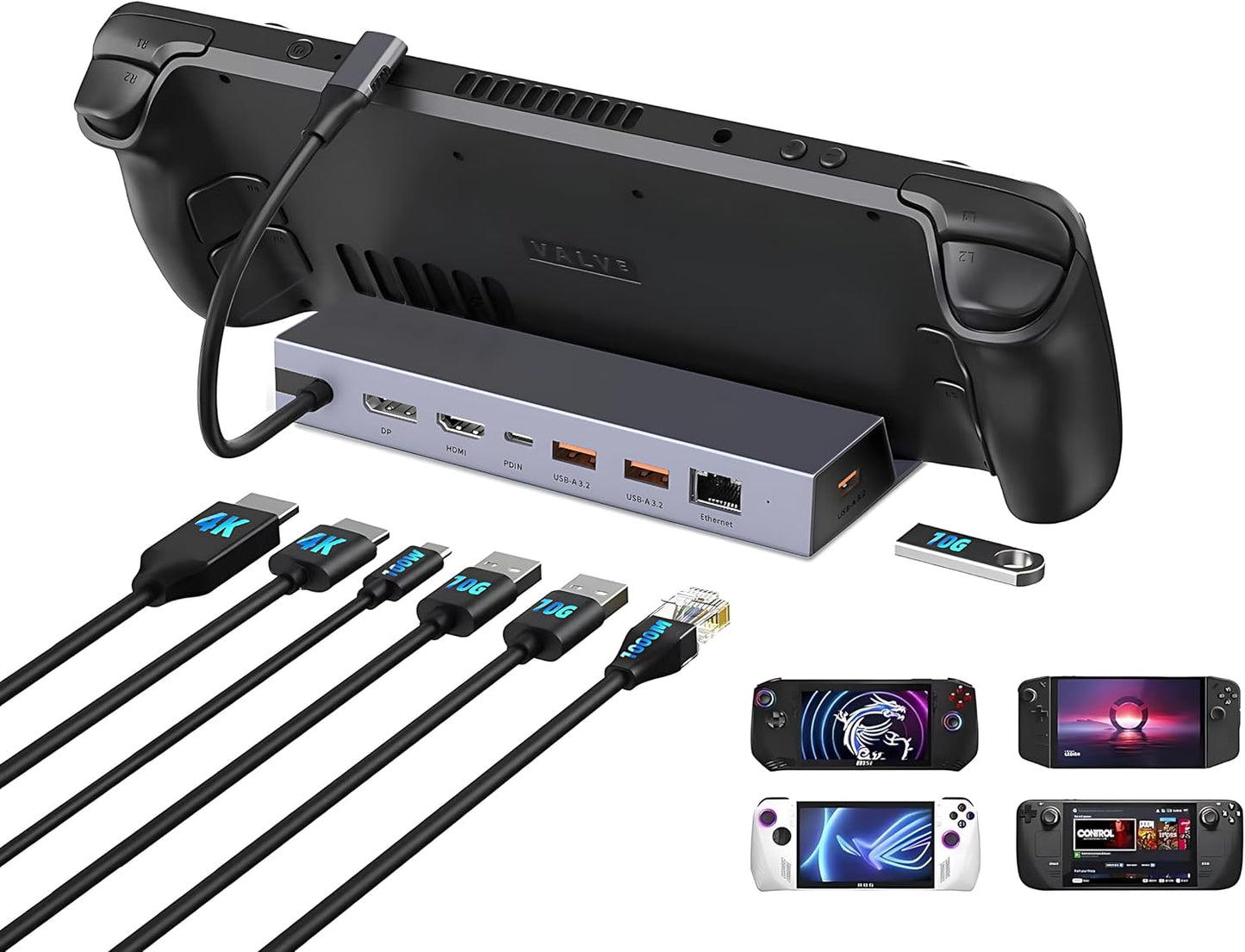 7-in-1 Steam Deck Dock with Dual 4K HDMI and USB-C Hub