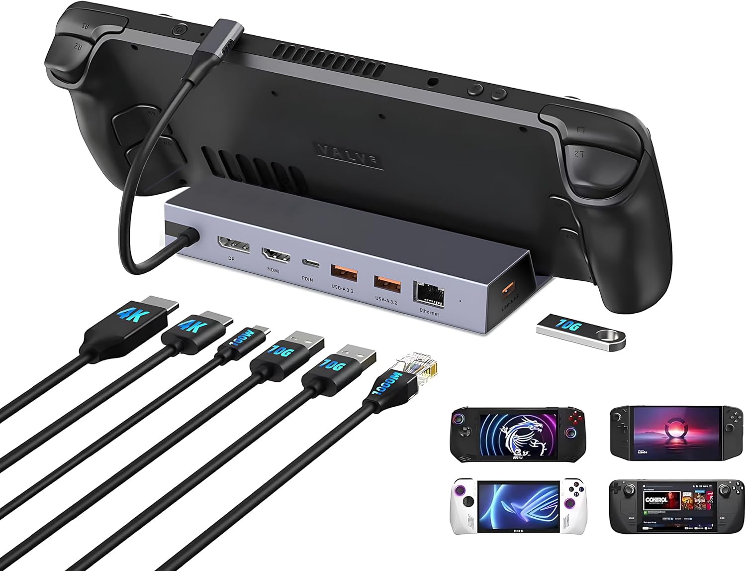 7-in-1 Steam Deck Dock with Dual 4K HDMI and USB-C Hub