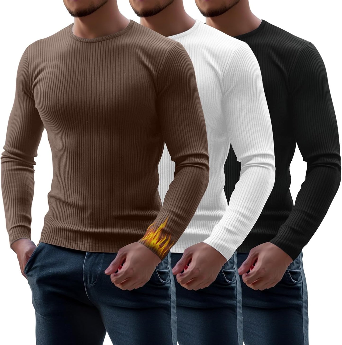 Riyiper Men's Ribbed Thermal Shirts for Winter Comfort and Style