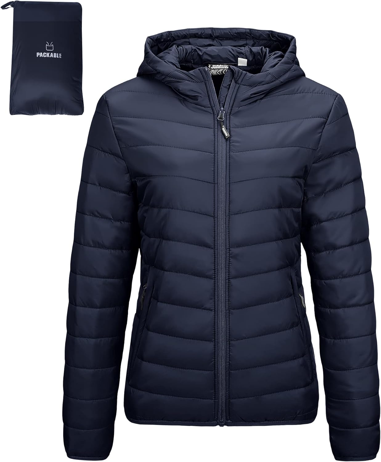 Packable Lightweight Full-Zip Puffer Jacket for Women