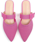 Pointed Toe Mules for Women Flats - Comfortable Knit Slip Ons