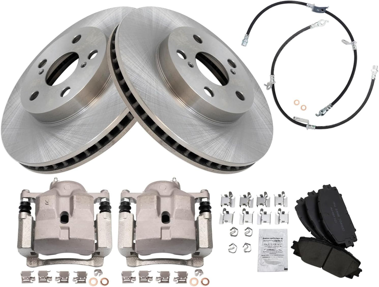 TRQ Front Brake Pad & Rotor Kit for Lexus CT200h and Prius