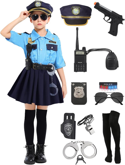 Police Costume for Girls - Kid Halloween Officer Cosplay Set