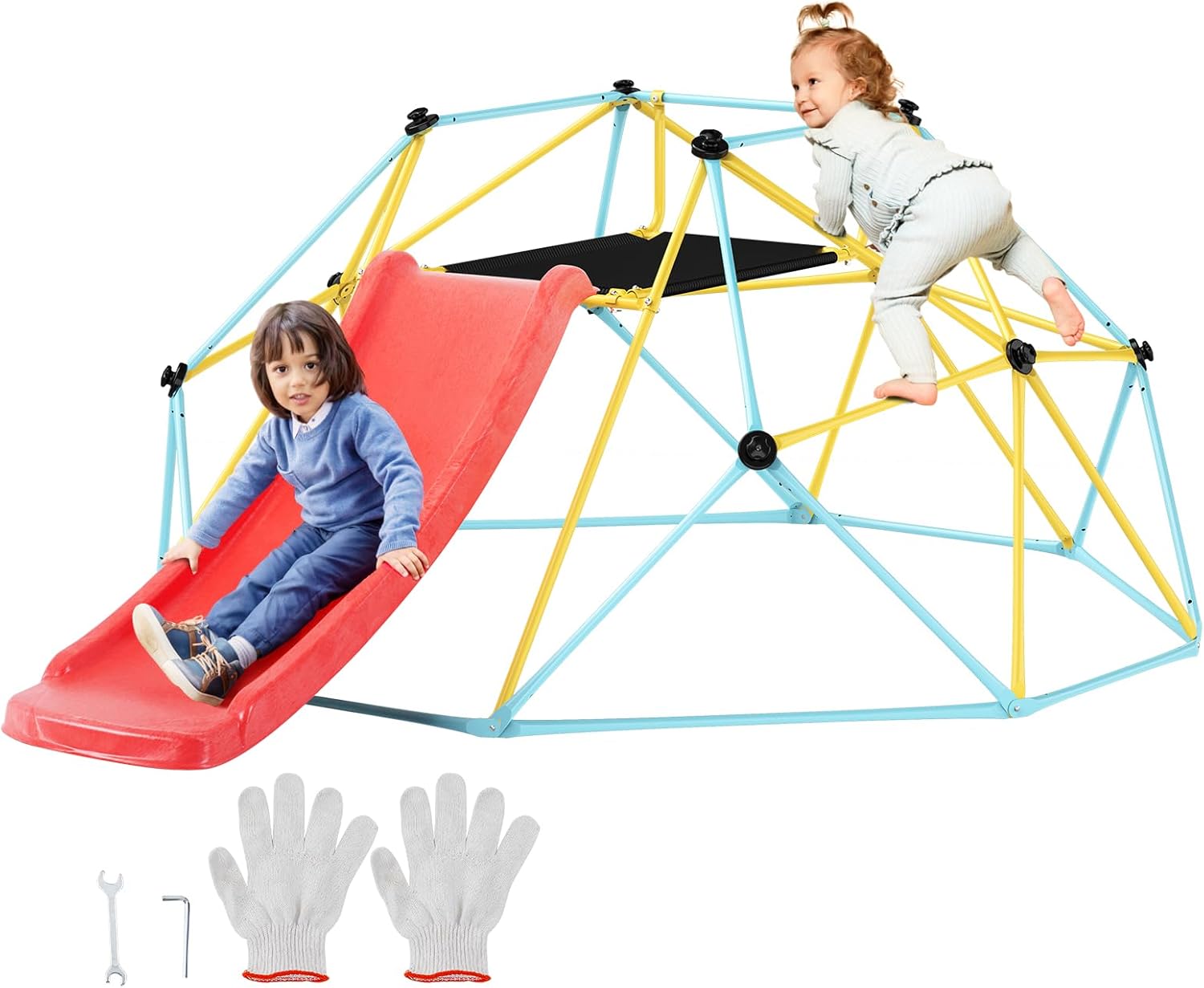 VEVOR Climbing Dome 8FT Jungle Gym with Slide for Kids Fun