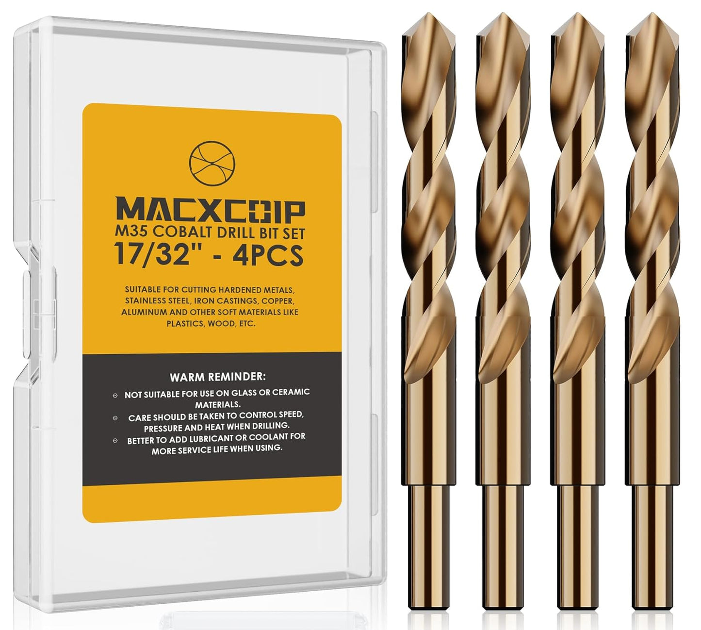 17/32 Cobalt Drill Bit Set for Metal, Wood, and Plastic Projects