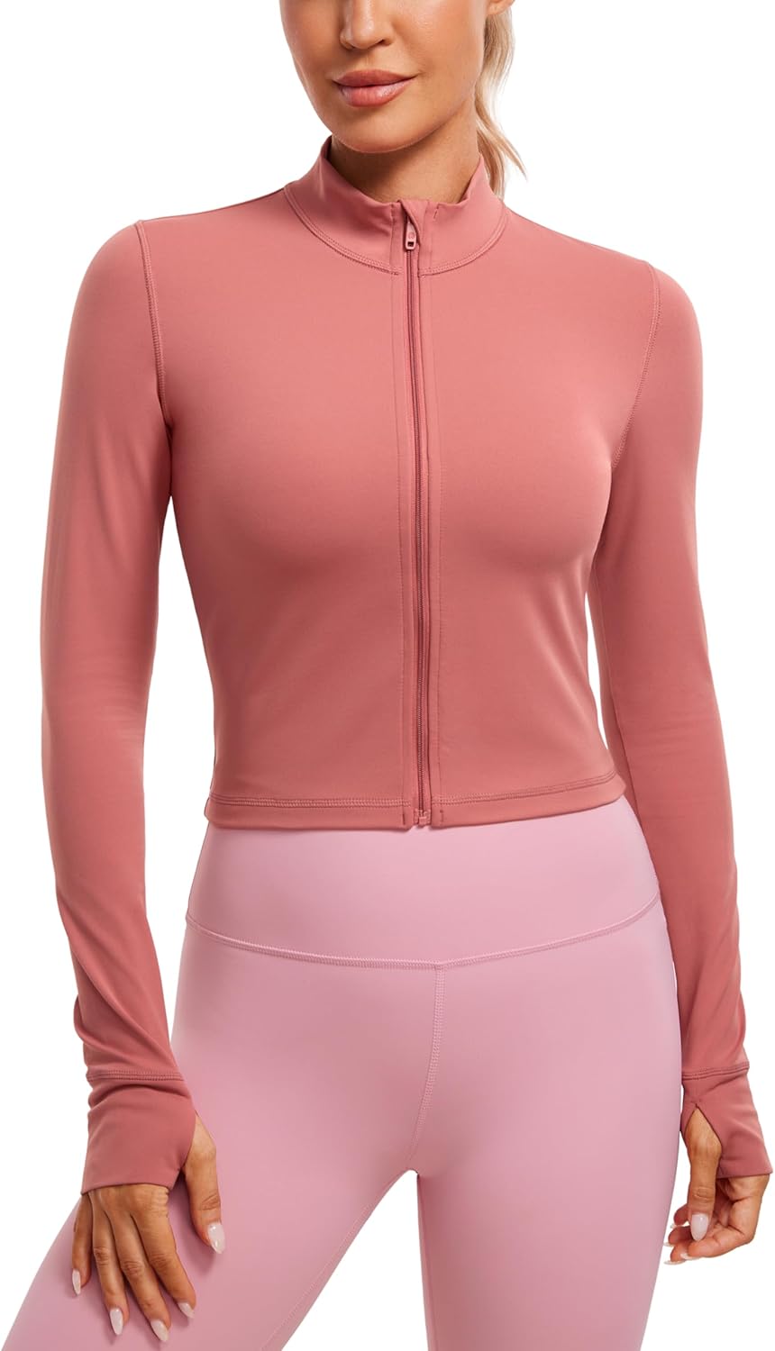 CRZ YOGA Womens Butterluxe Full Zip Cropped Workout Jacket