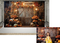 Autumn Thanksgiving Pumpkin Lanterns Photography Backdrop - Seamless