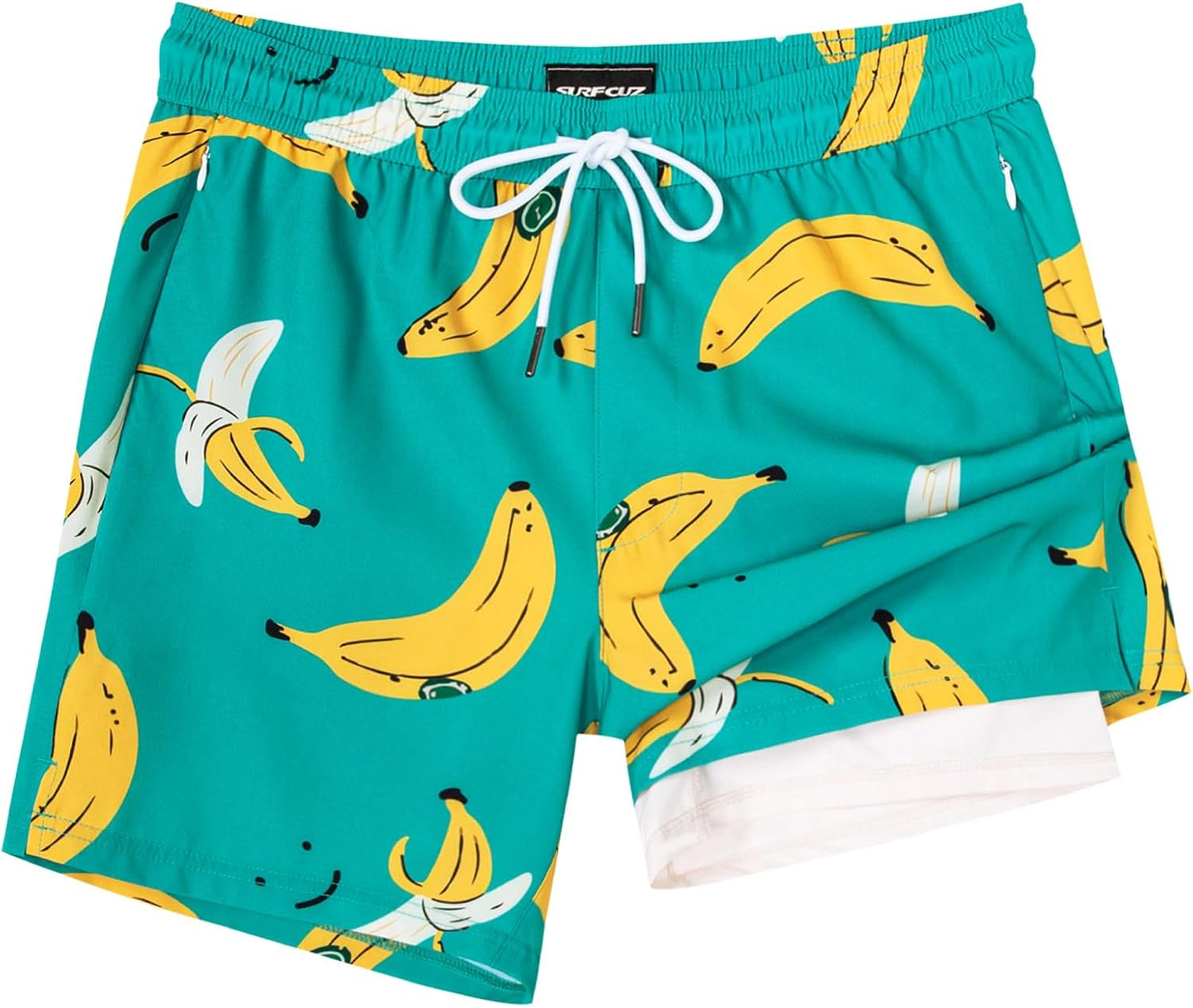 Quick Dry 5 Inch Swim Trunks with Compression Liner for Men