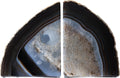 Black Agate Geode Bookends - Heavy Duty Non-Skid Pair for Shelves