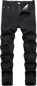 Slim Fit Jeans for Men - Stretch Ripped Skinny Straight Leg