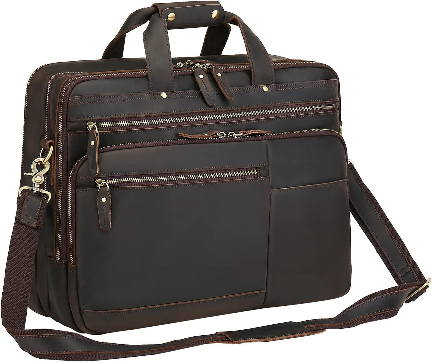 Leather Messenger Bag for Men, Vintage Full Grain Laptop Briefcase