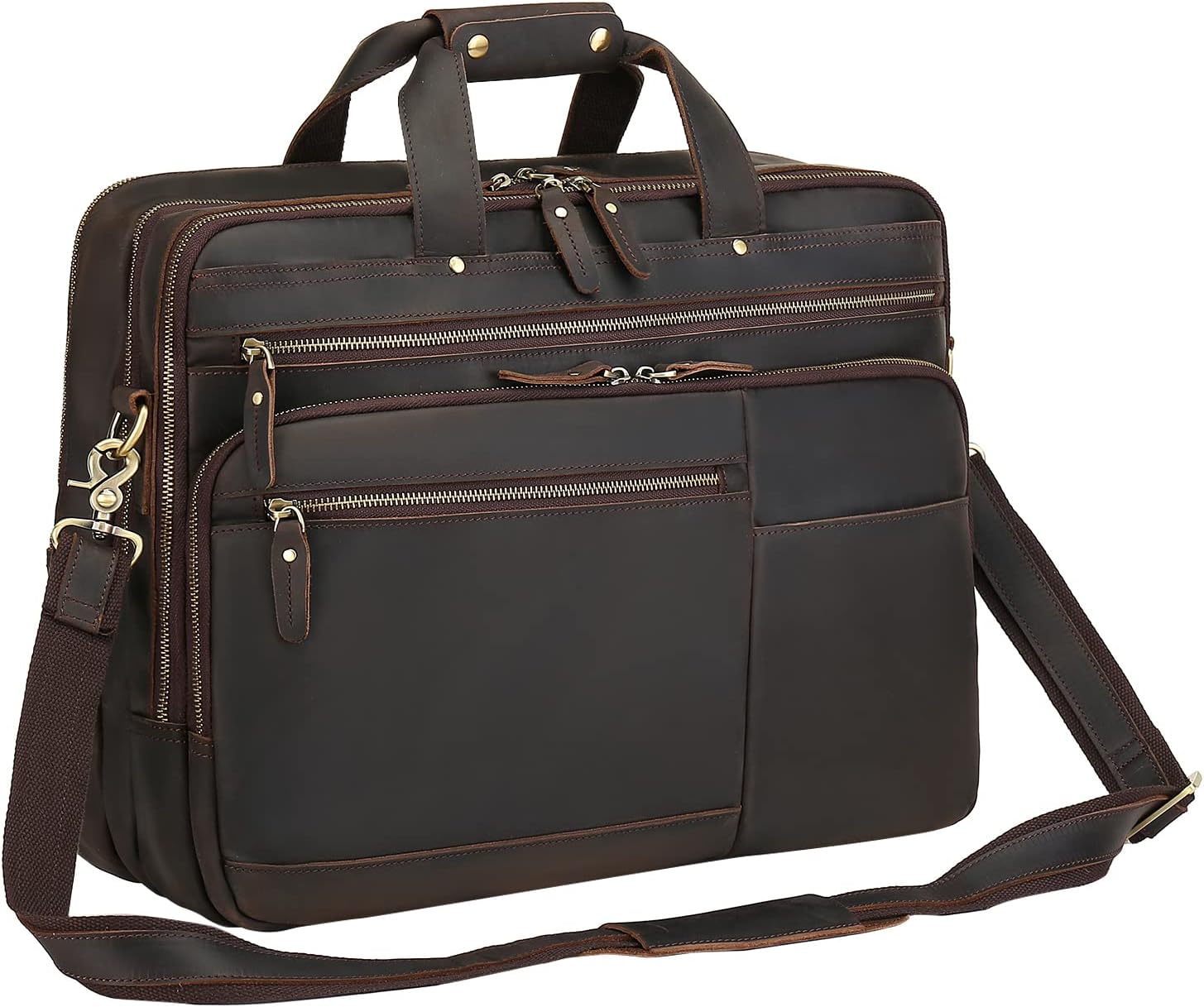 Leather Messenger Bag for Men, Vintage Full Grain Laptop Briefcase