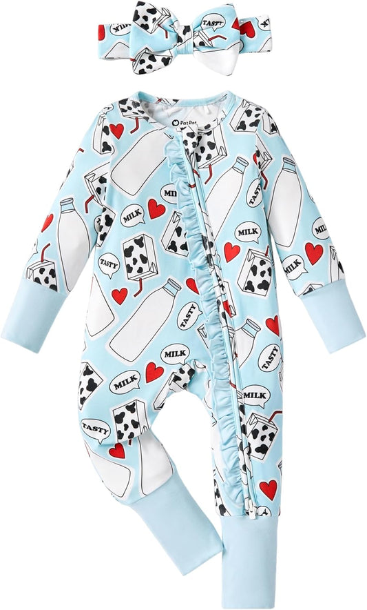 Soft Viscose from Bamboo Baby Footie with Ruffle Trim and Zipper