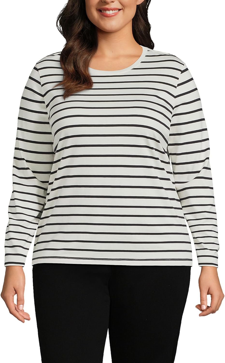 Relaxed Supima Cotton Long Sleeve Crew Neck T-Shirt for Women