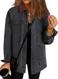 Dokotoo Jean Jacket Women Trendy Fall Color Block Oversized Coat