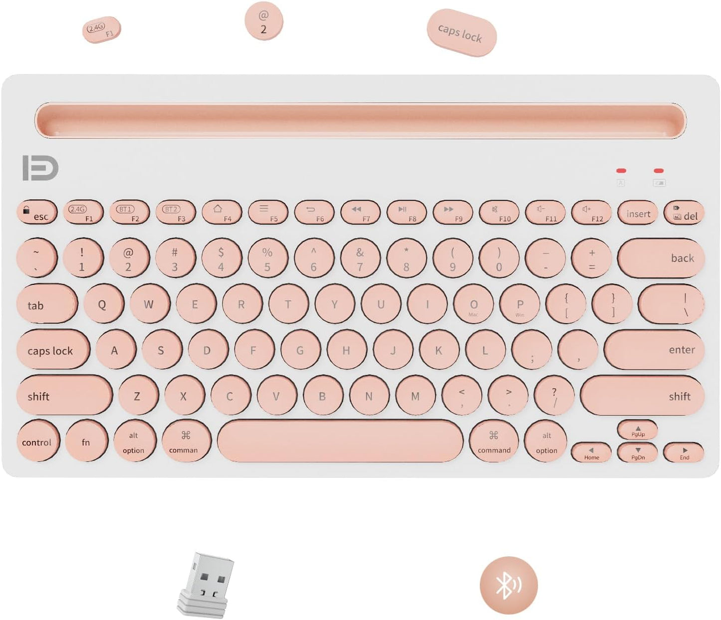 Wireless Multi-Device Pink Keyboard - Connect 3 Simultaneously